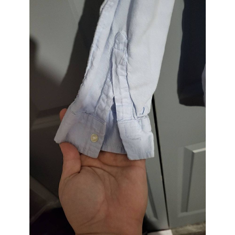 Old Navylight Blue Button-Down Collard Blouse - image 4